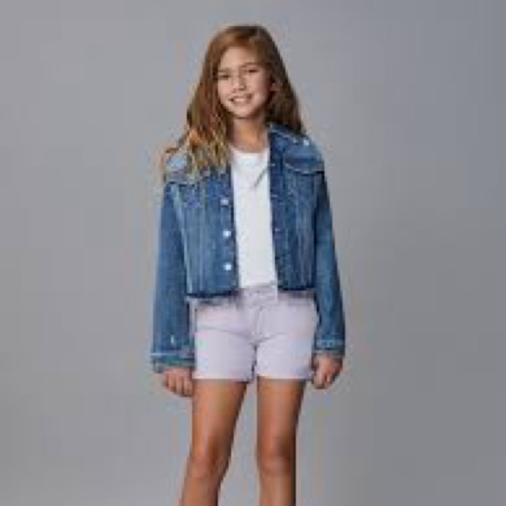 DL1961 Blue Cropped Jean Jacket with Relaxed Fit